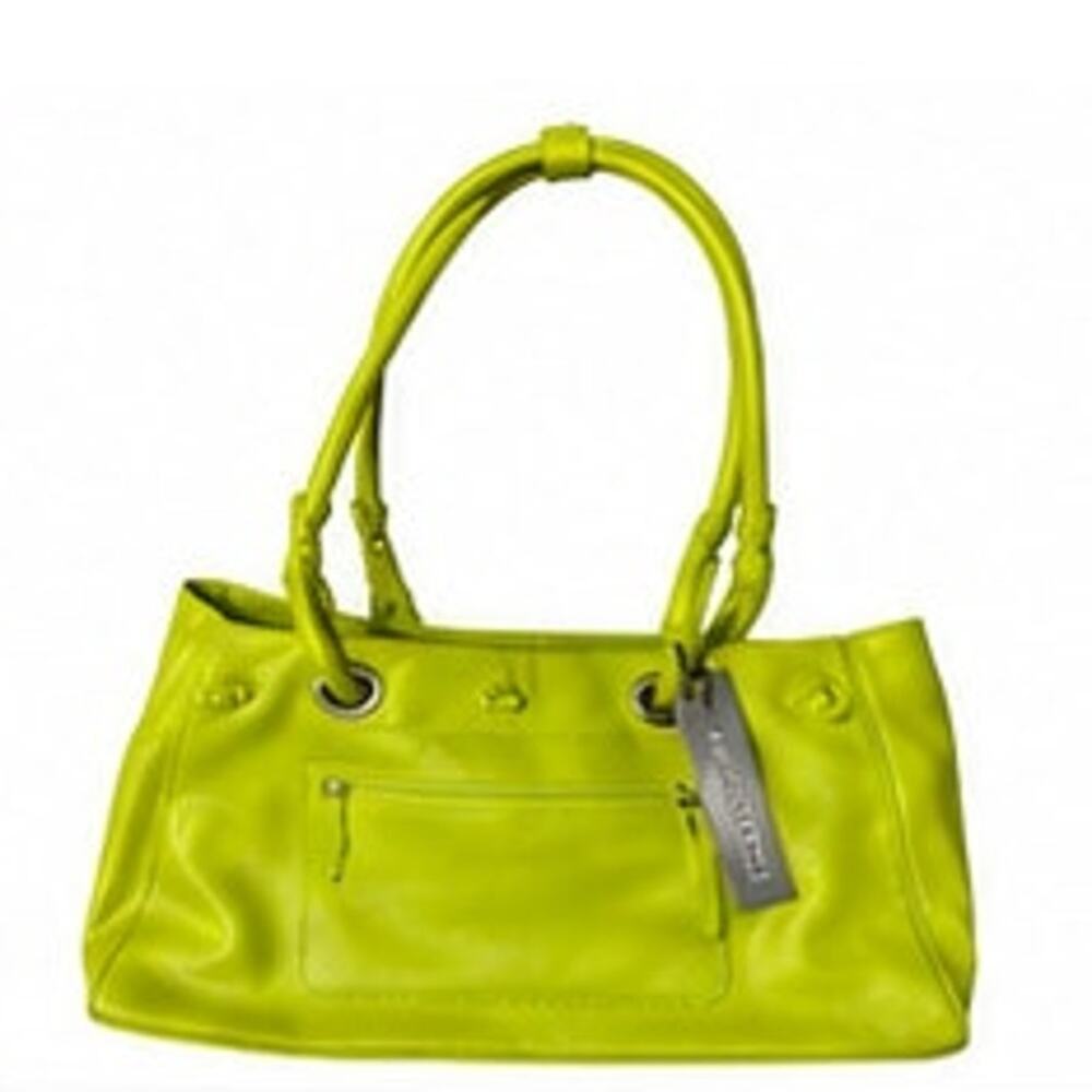 JC Fashion Lime Green Faux Leather Multi Pocket Shoulder Tote Bag NWT